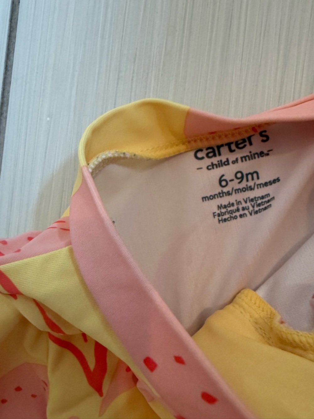 Carter's Long-Sleeve One-Piece Rash Guard - Yellow & Pink Citrus - Picture 2 of 2